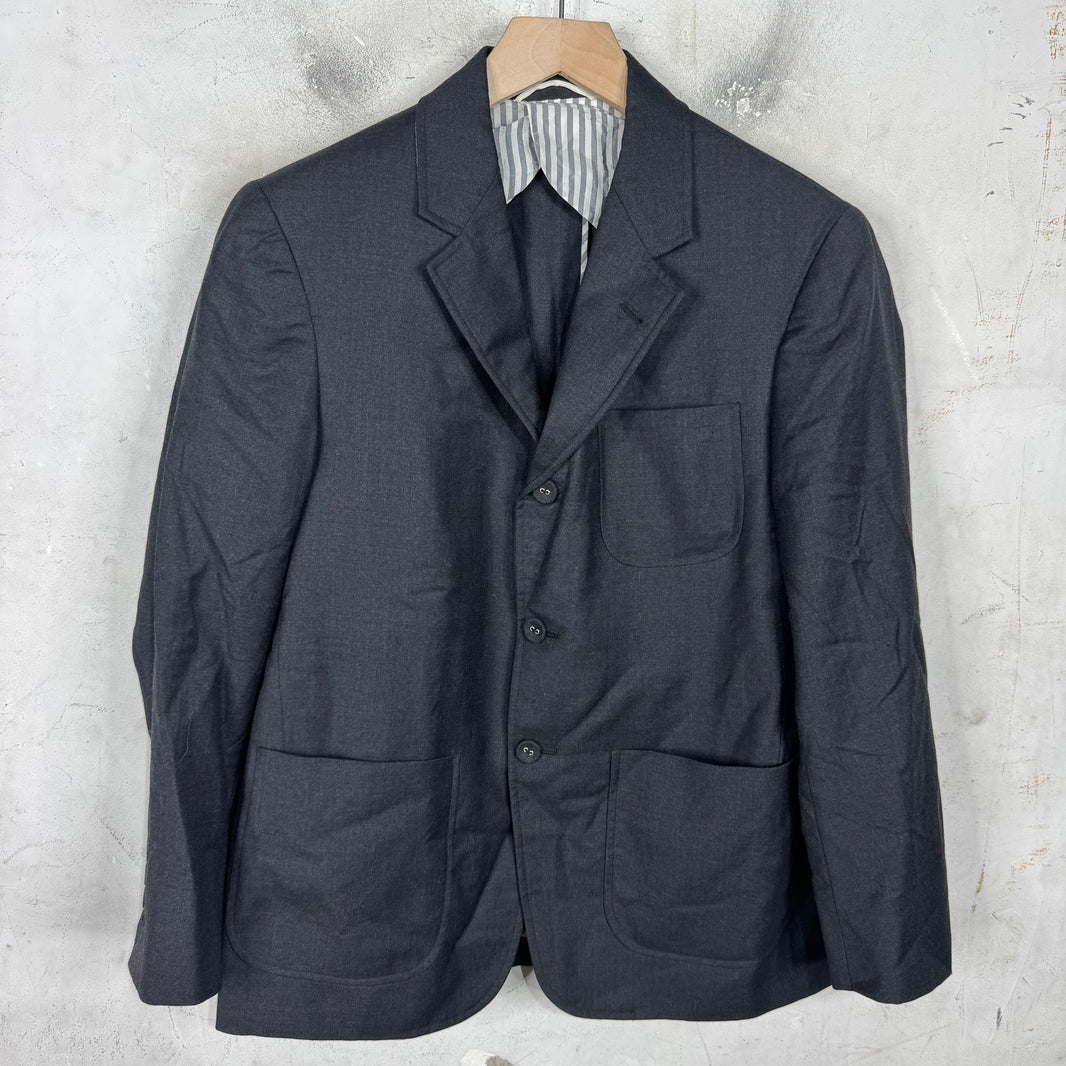 Thom Browne Dark Grey Tailored Partial Lined Blazer