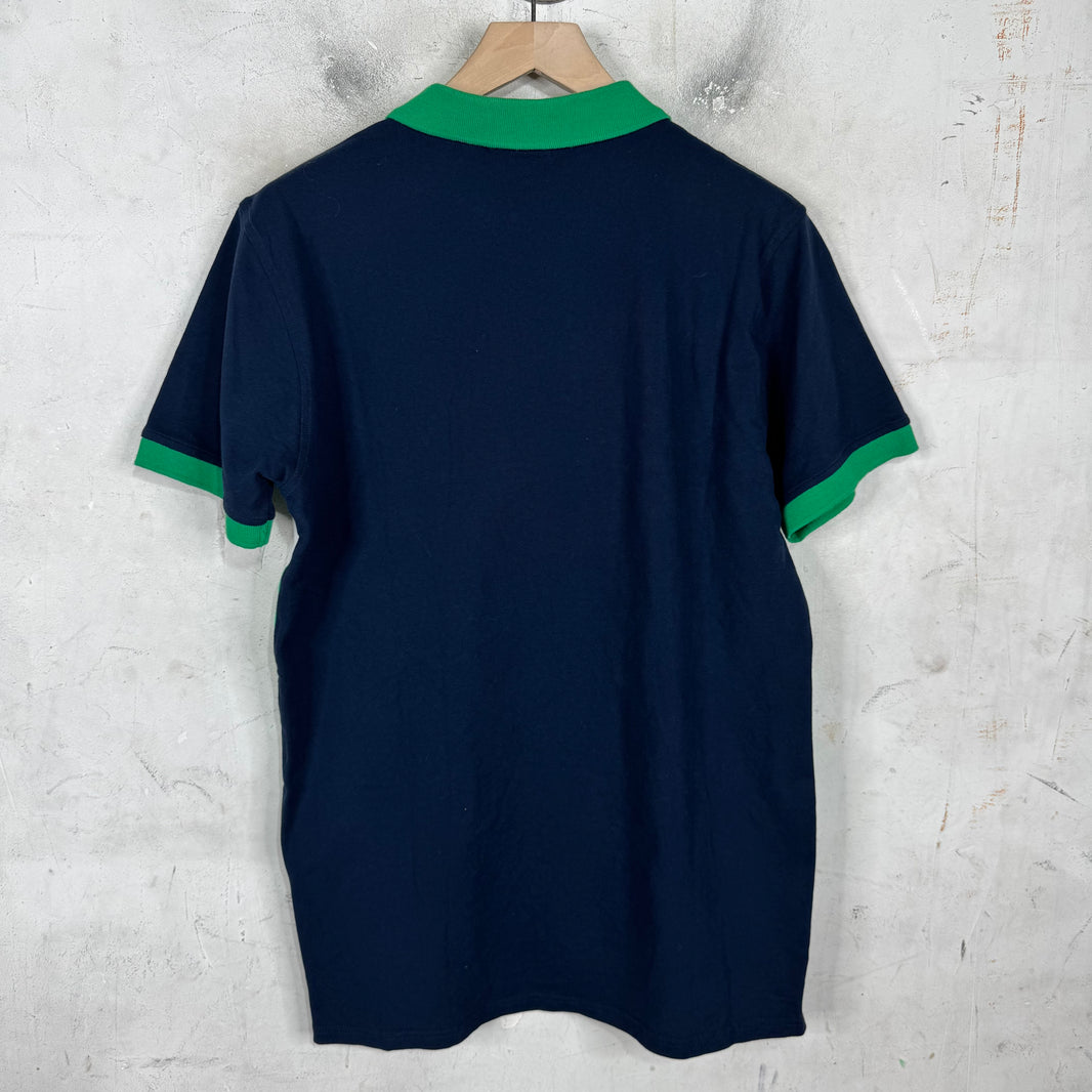 Ralph Lauren Navy/Green PRL Club Diagonal White Striipe Polo