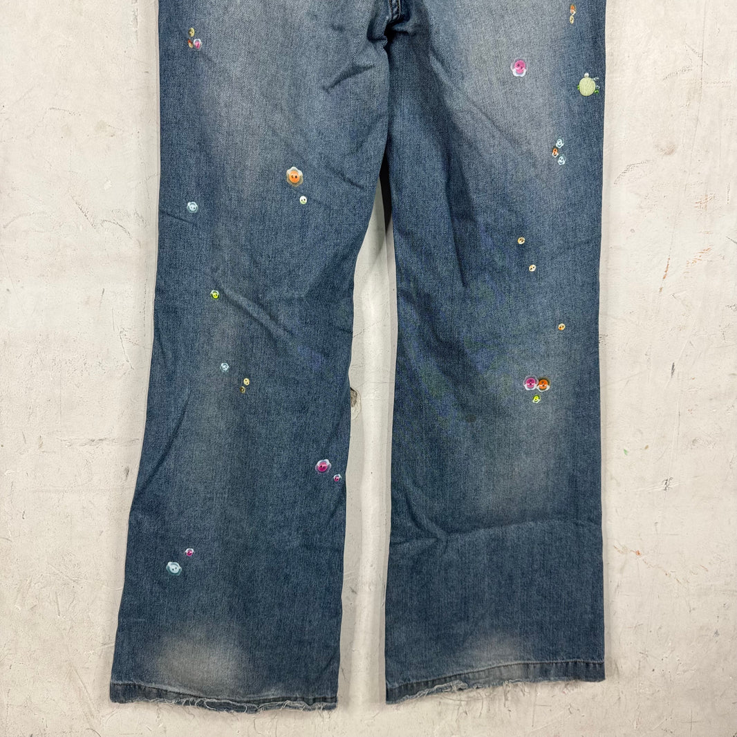 Acne Studios Floragatan Sticker Flared Jeans