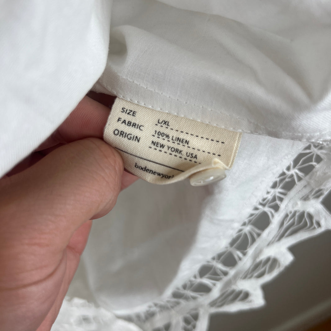 Bode Linen Cutwork Shirt