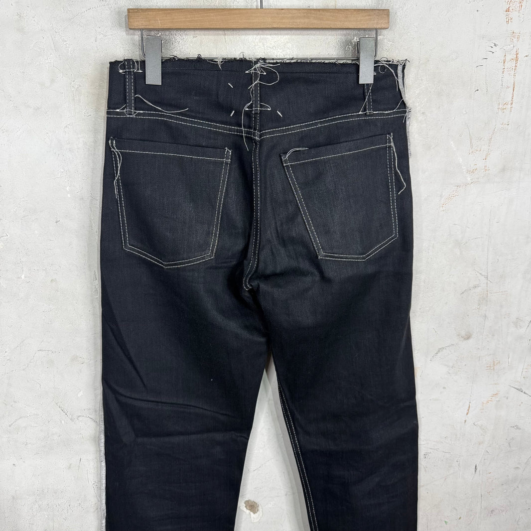 Margiela Reverse Seam Frayed Waistband Jeans