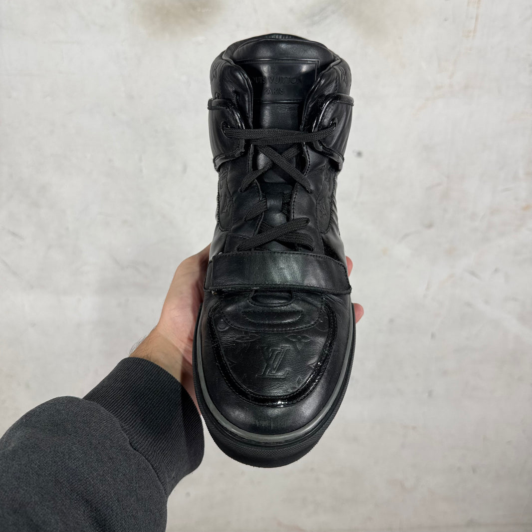 Louis Vuitton Black Straped Monogram Patent Sneakers