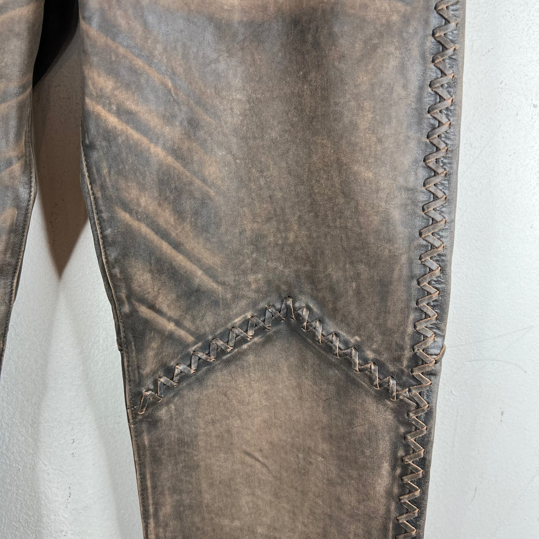 RRL Cross Stitch Leather Jeans