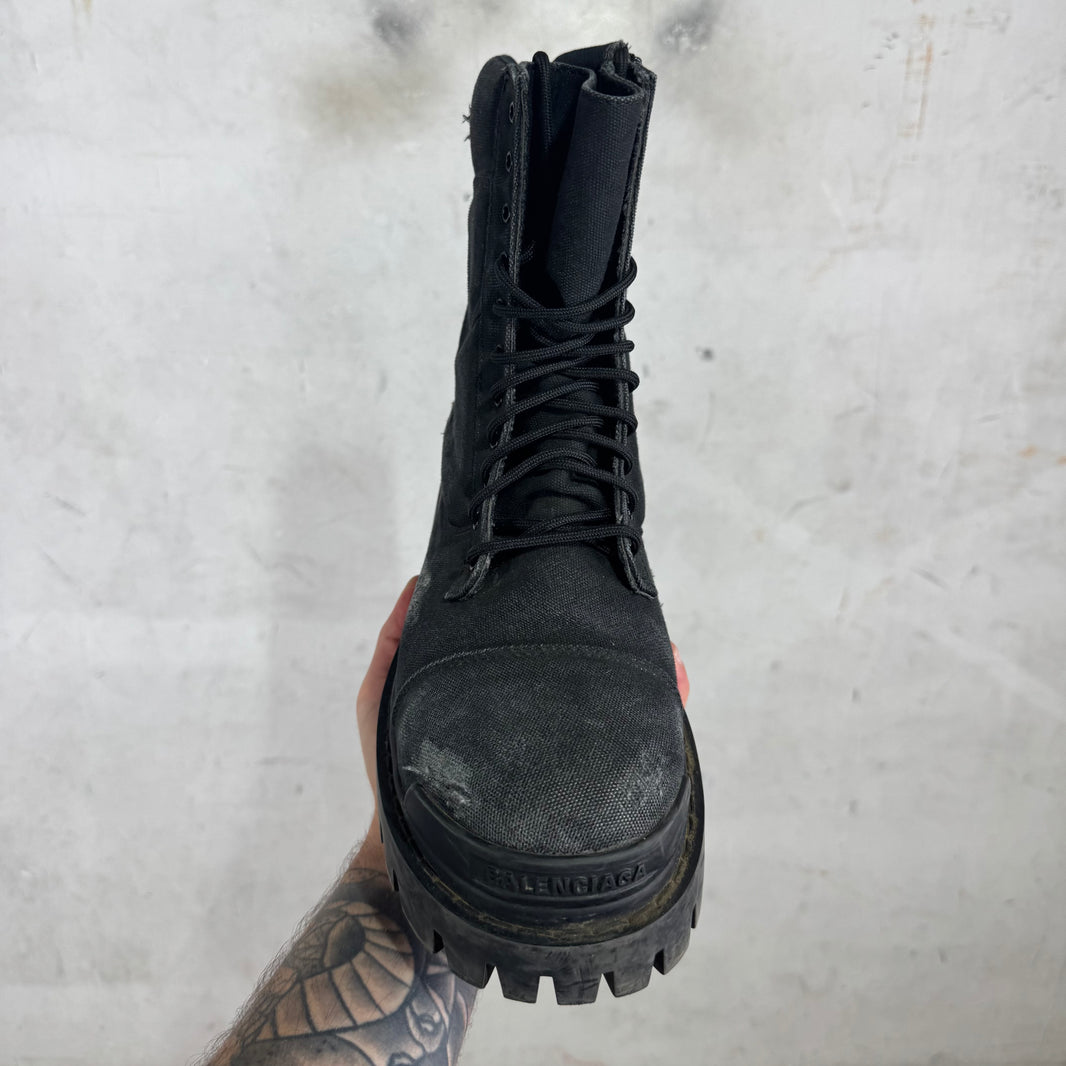 Balenciaga Black Canvas Strike Boots