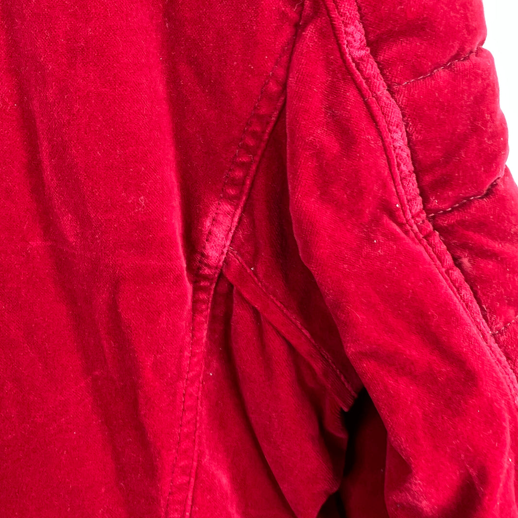 Balmain Red Velvet Crest Jacket