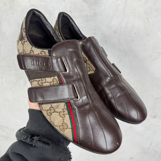 Gucci Monogram Leather Paneled Cycling Shoes