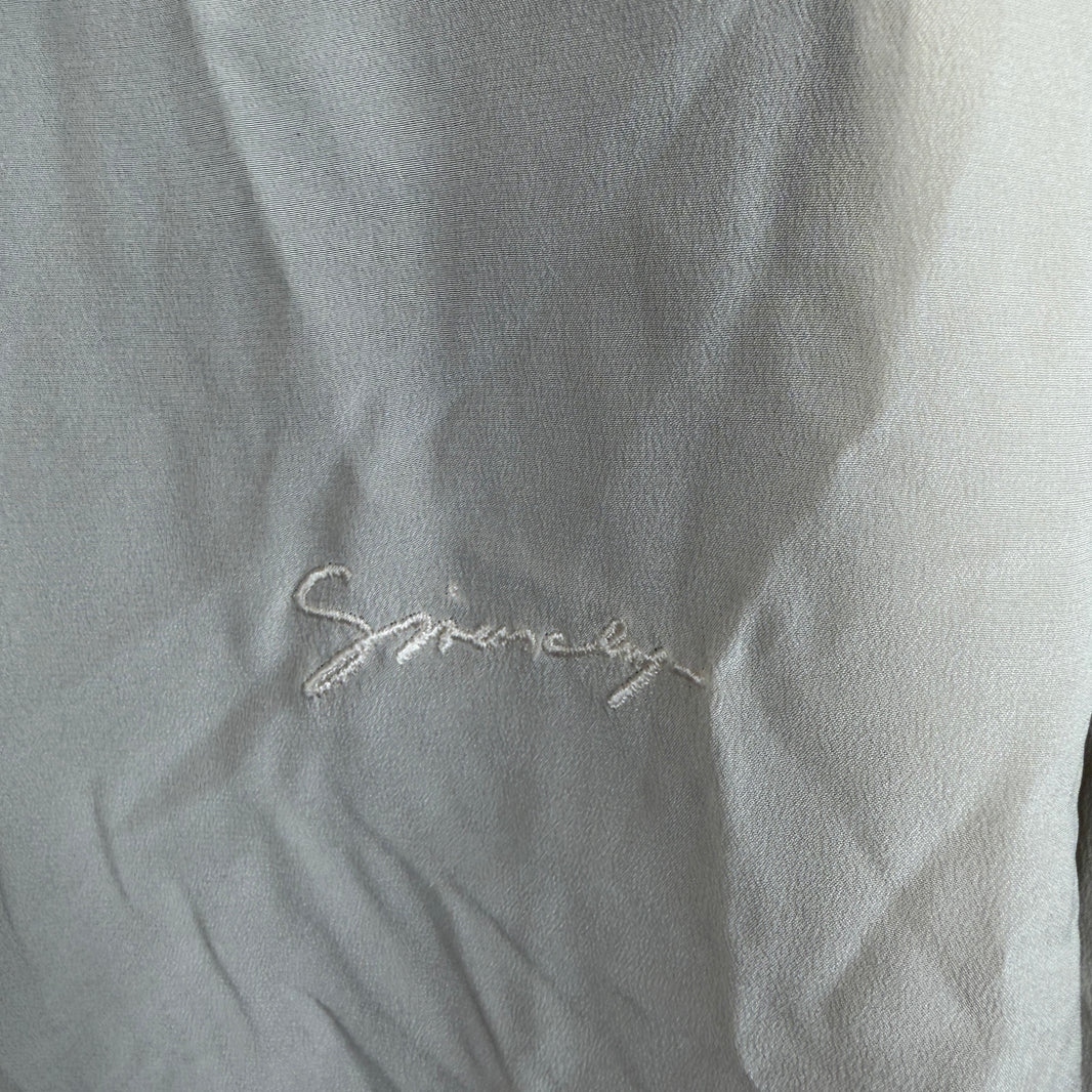 Givenchy White/Black Split Silk Button Up LS Shirt