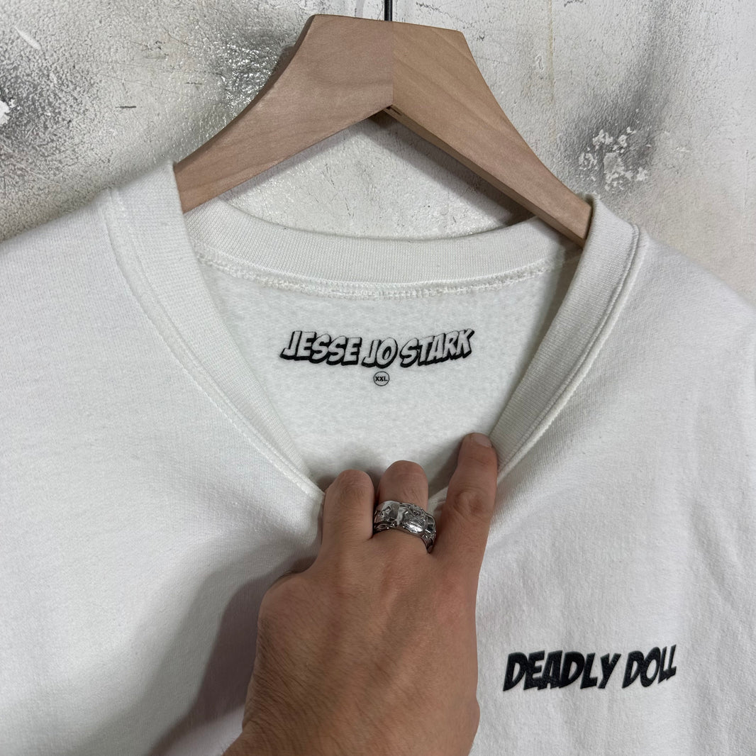 Deadly Doll White Comic Print Crewneck