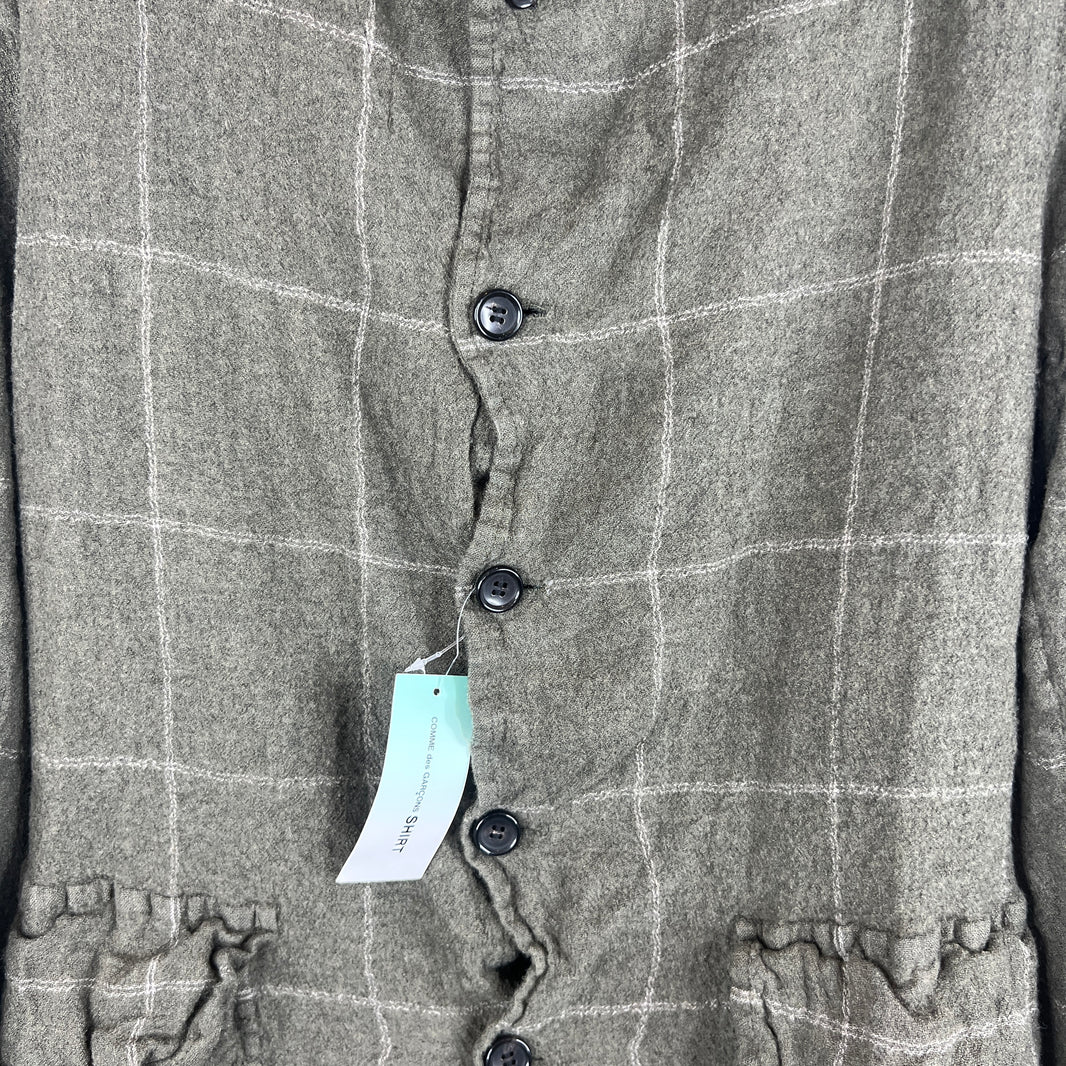 CDG Wool Wrinkled Button Up Long Jacket