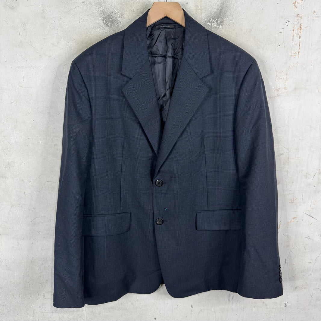Prada Triangular Badge Navy Double Breasted Blazer