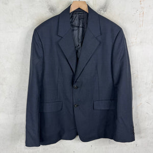 Prada Triangular Badge Navy Double Breasted Blazer