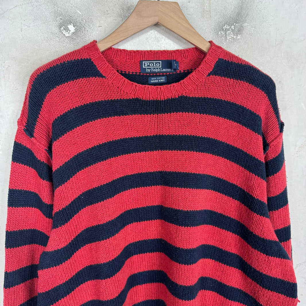 Ralph Lauren Red/Navy Cotton Hand Knit Sweater
