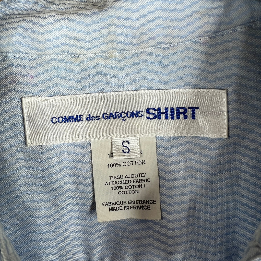 CDG Baby Blue Zigzag Pattern Button Up Shirt