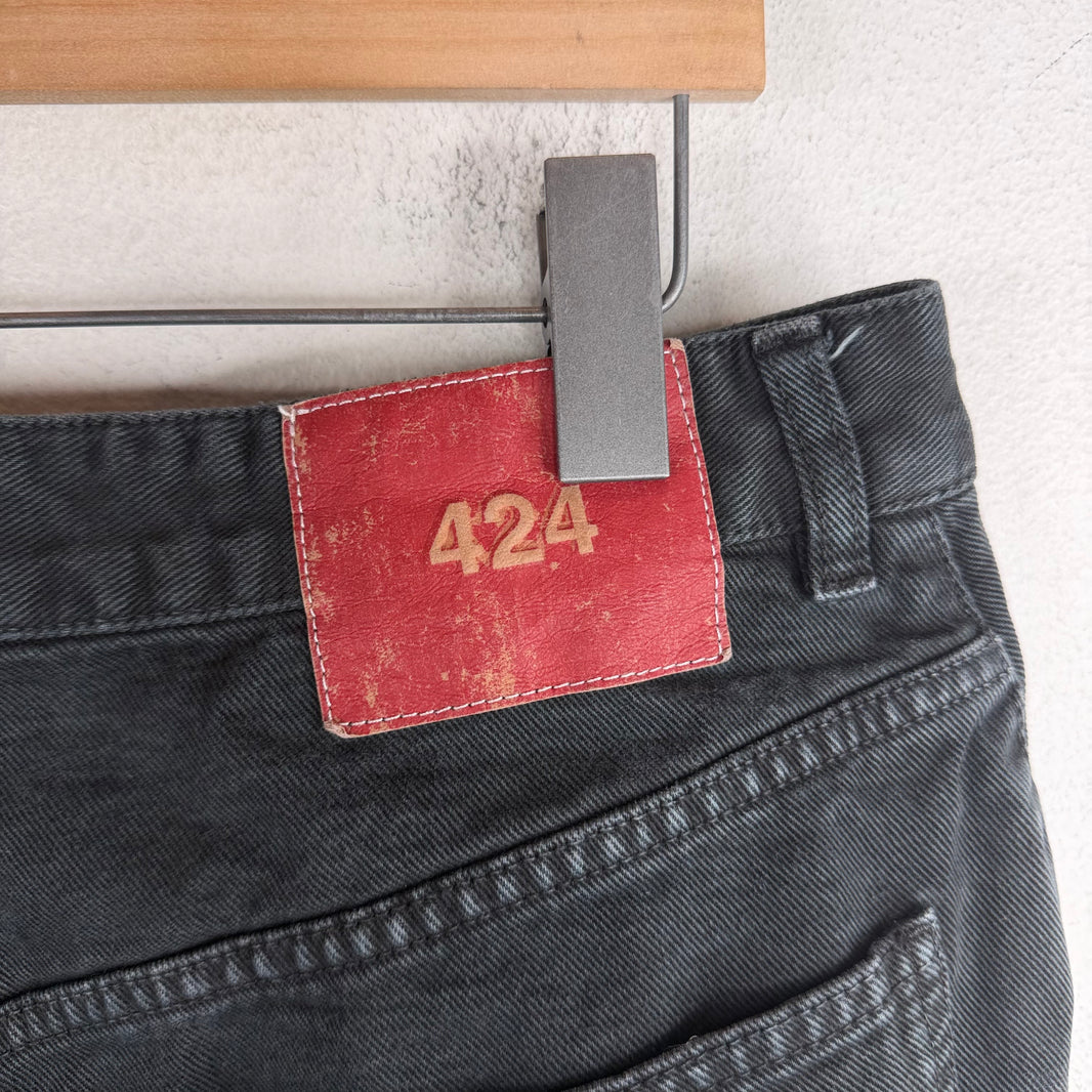 424 Black Denim Long Shorts