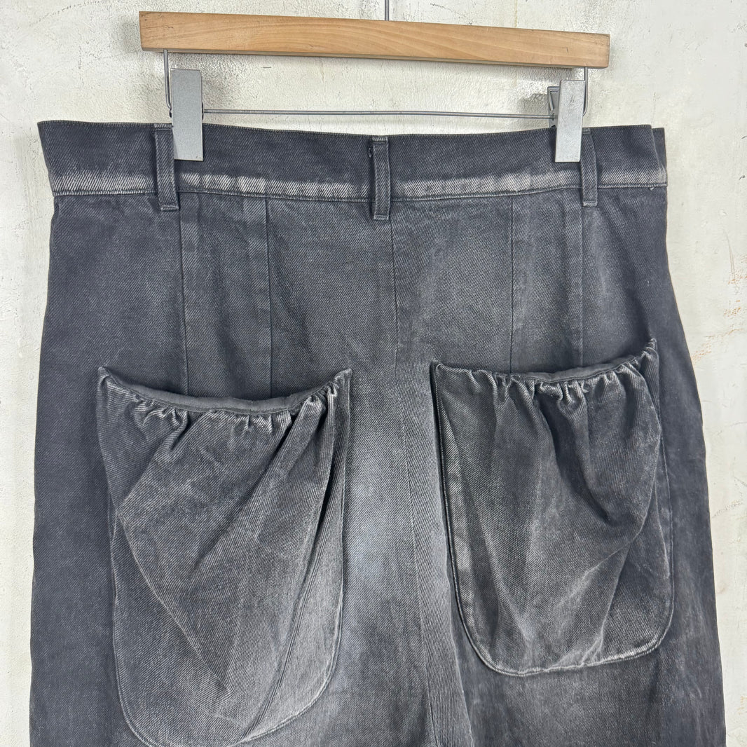 Rivington Wide Leg Pleated Long Denim Shorts