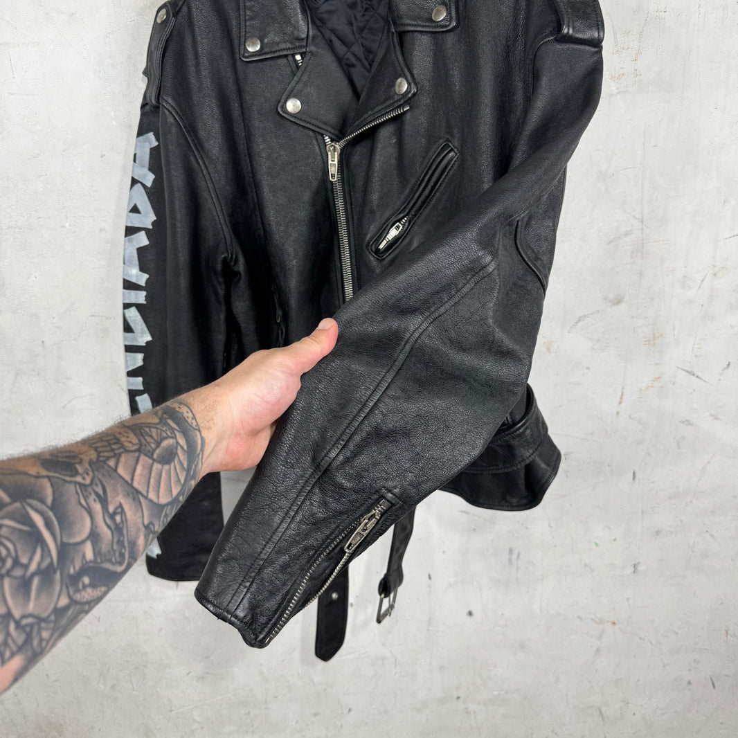 Balenciaga Tape Graphic Leather Biker Jacket