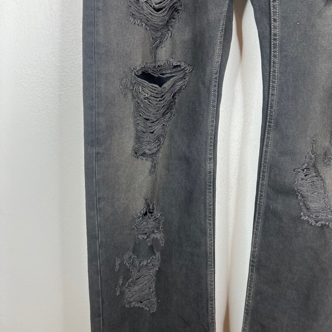 Balenciaga Distressed Black Straight Leg Jeans