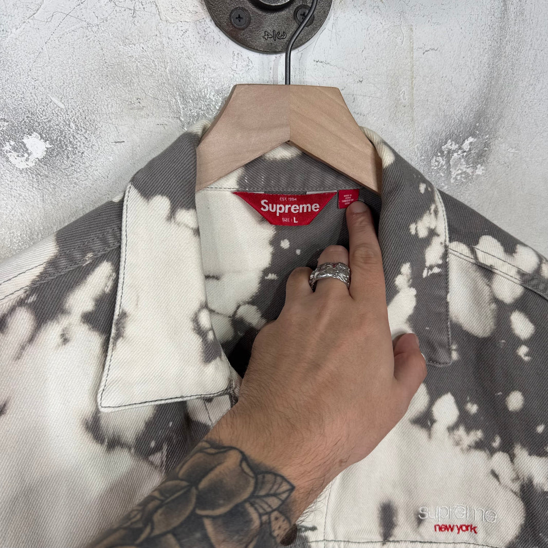 Supreme Bleached Logo Denim Trucker Jacket