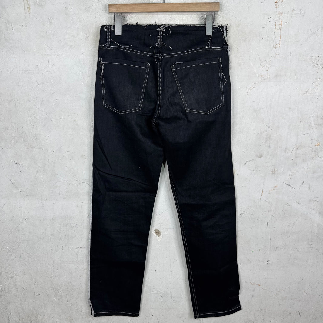 Margiela Reverse Seam Frayed Waistband Jeans