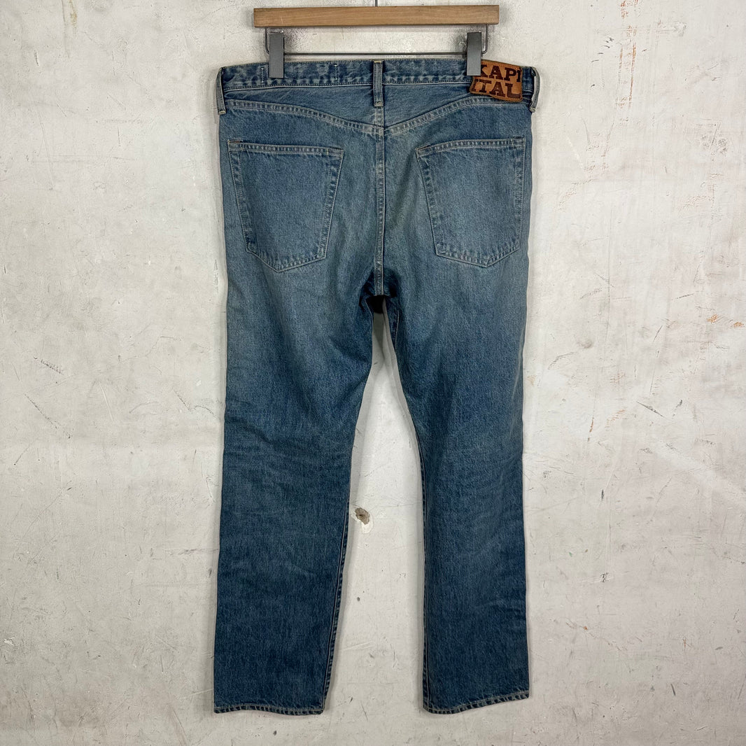 Kapital Lightwash Rhinestone Straight Legged Jeans