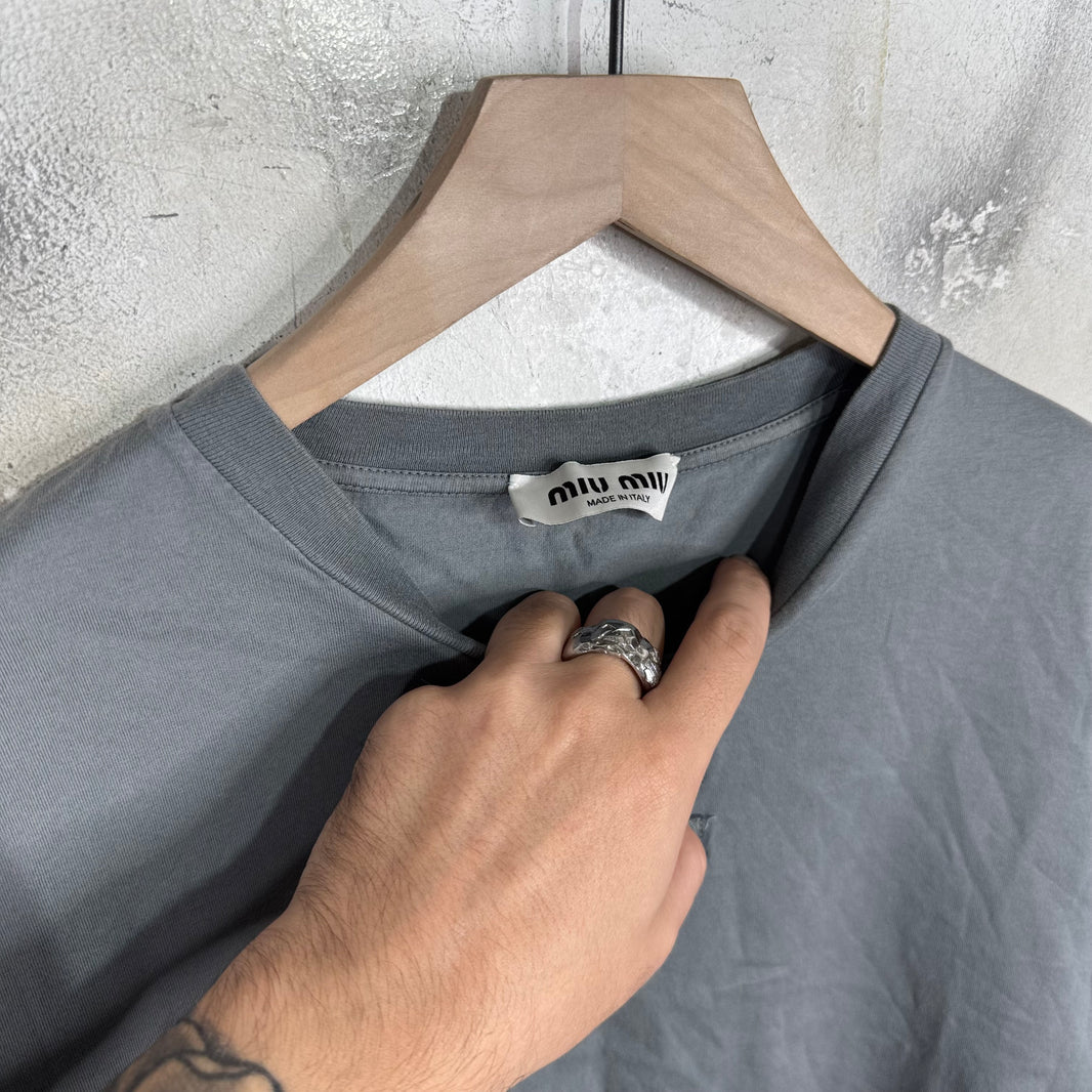 Miu Miu Frayed Patch Logo Baby T-Shirt