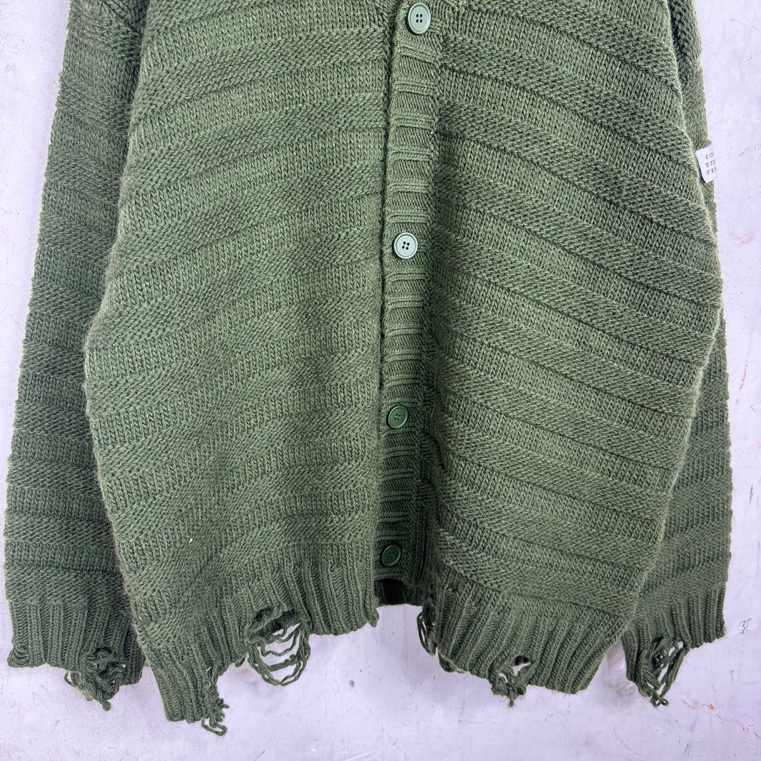 Margiela MM6 Green Frayed Cardigan