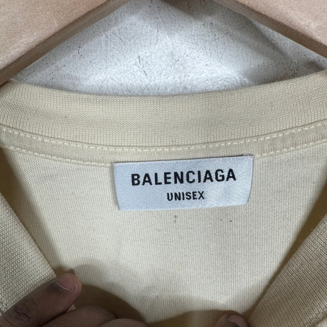 Balenciaga Cream BB Logo T-Shirt