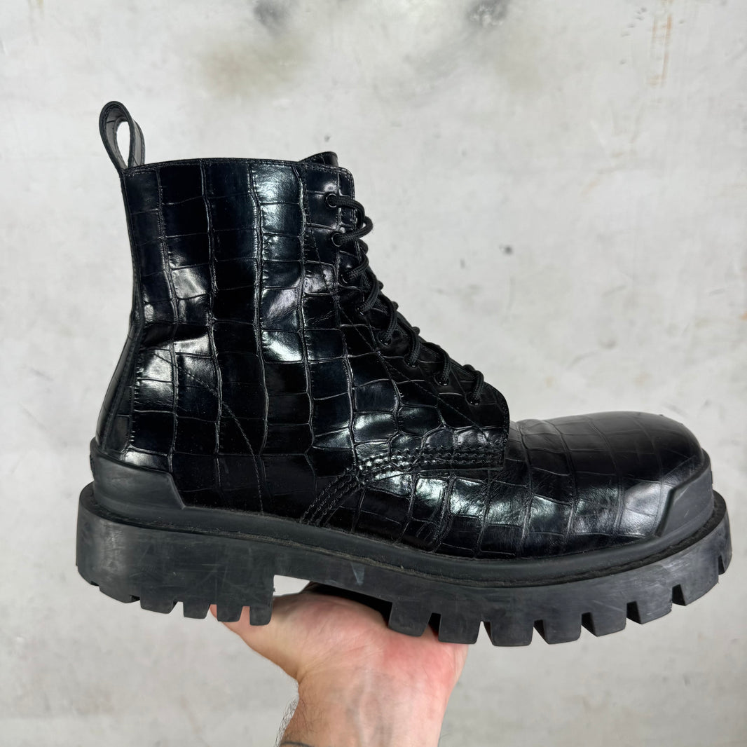 Balenciaga Embossed Croc Strike Boots
