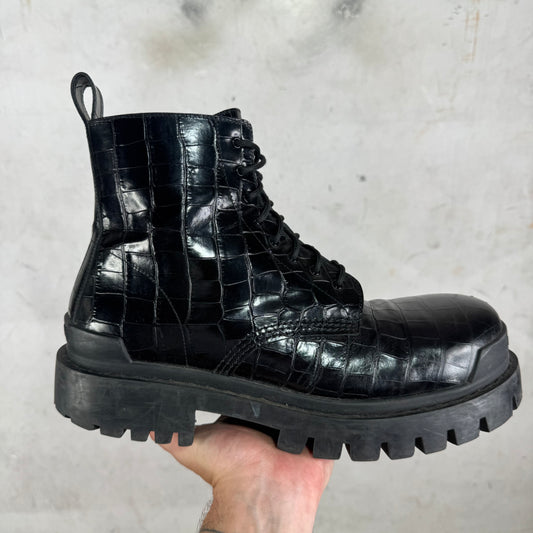 Balenciaga Embossed Croc Strike Boots