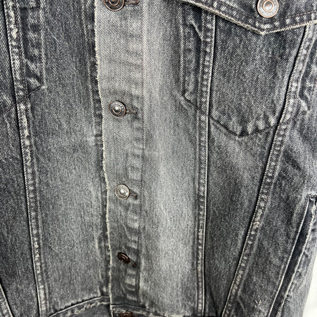 Balenciaga Sample Hybrid Denim Hooded Red Tape Jacket