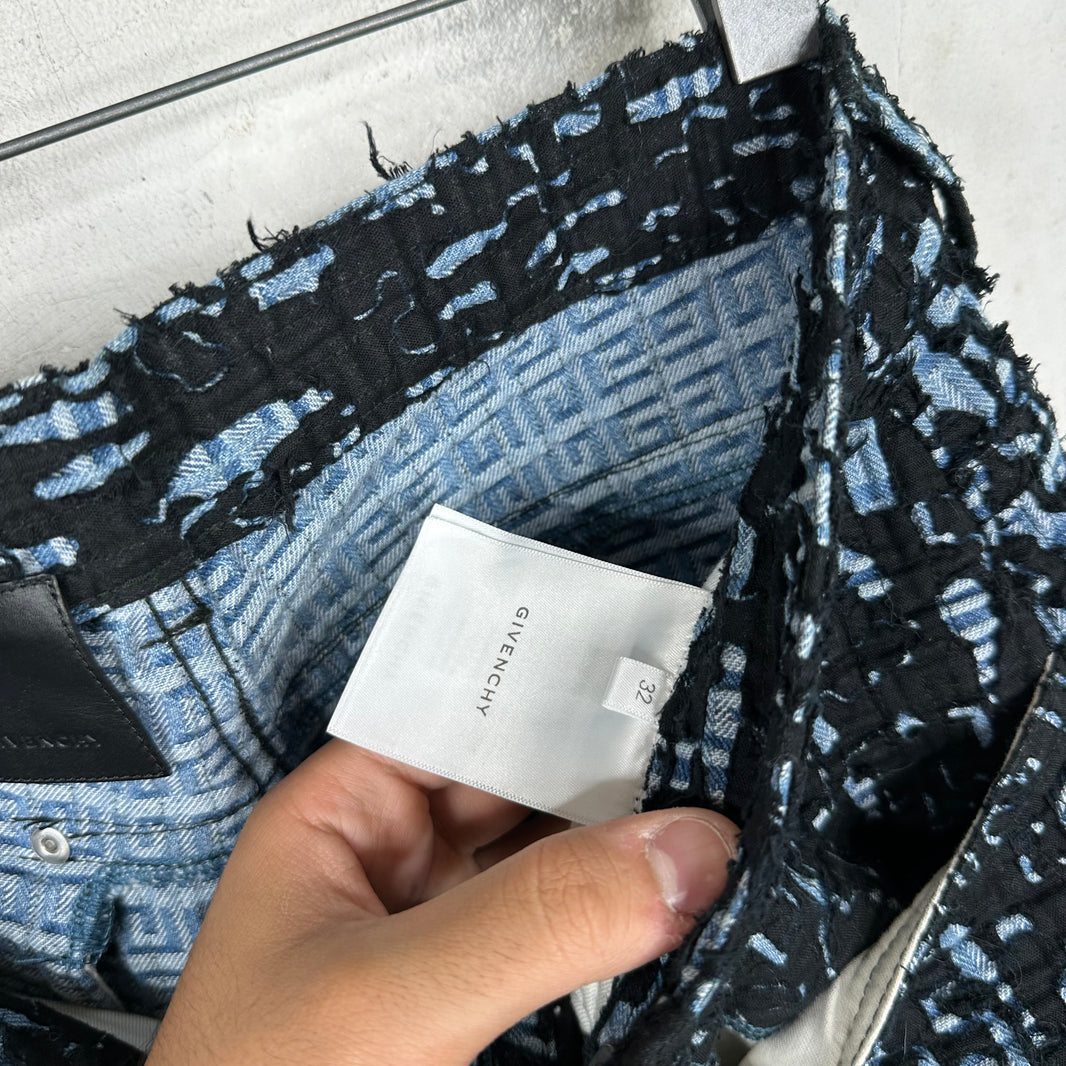 Givenchy Jacquard Shredded Jeans