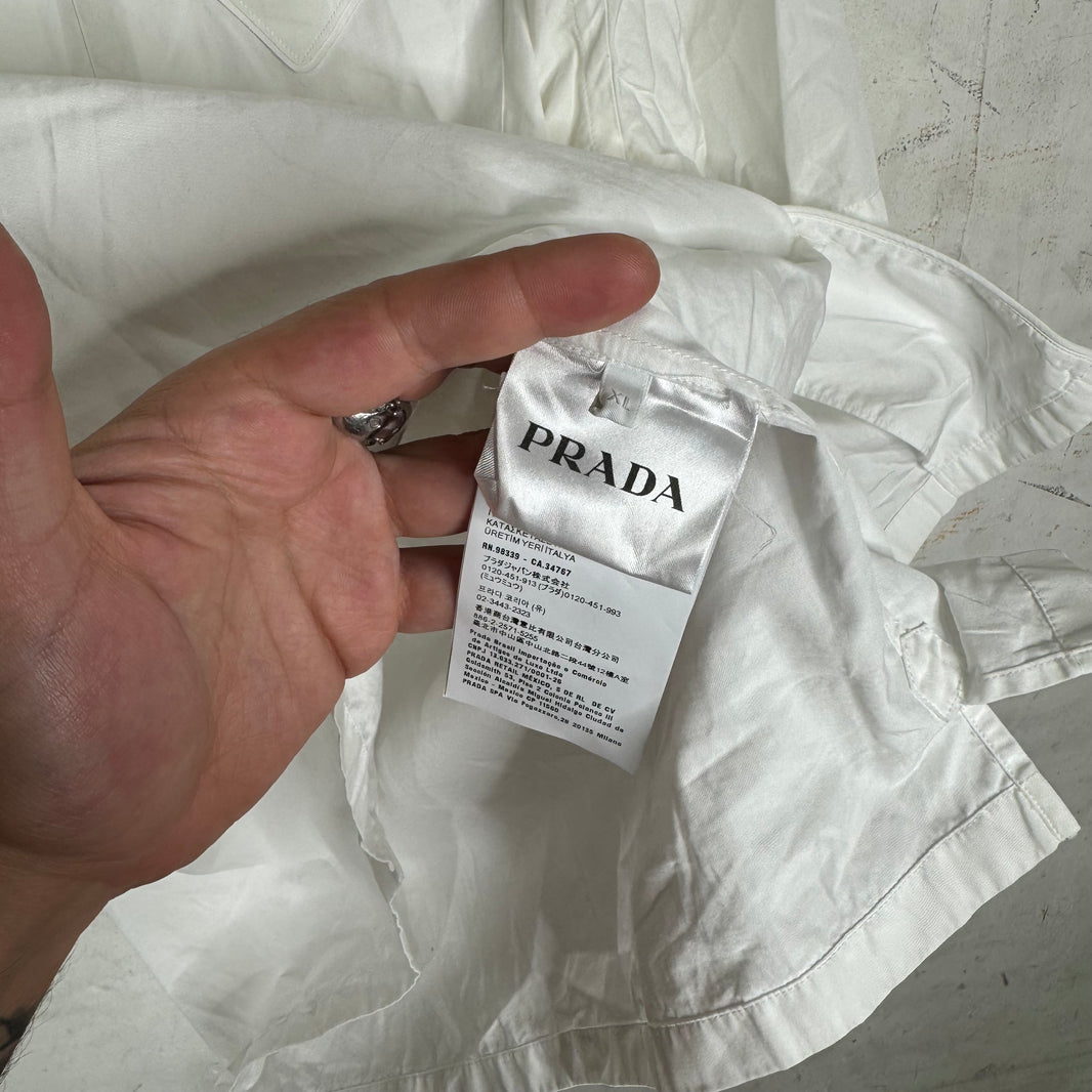 Prada White Triangular Patch S/S Shirt