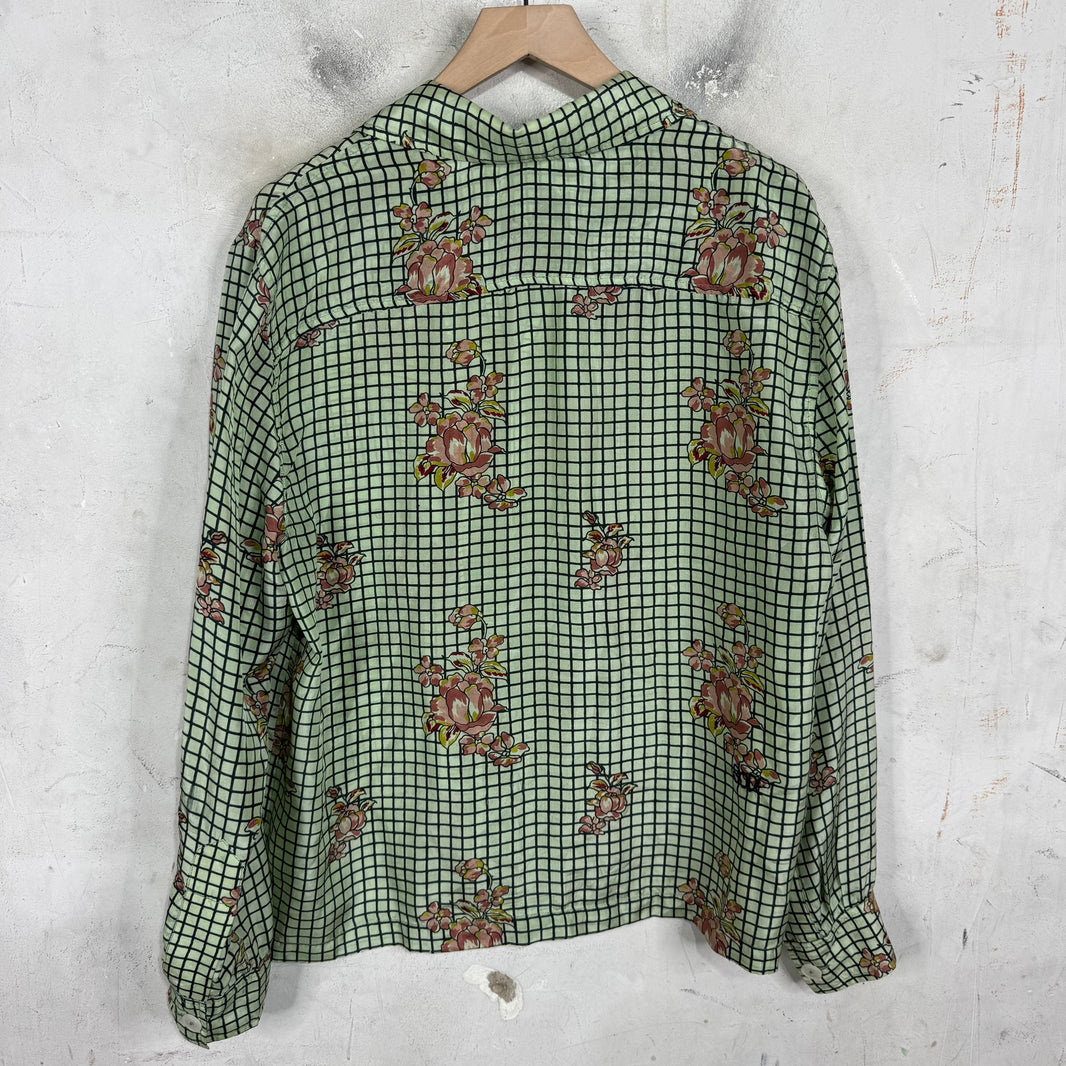 Bode Teal Grid Floral LS Button Up