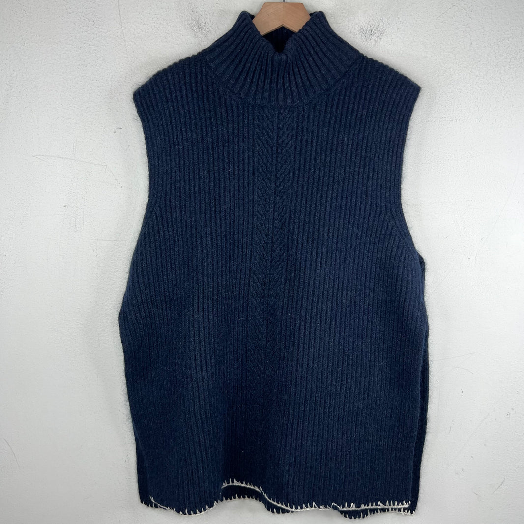 Margiela Navy Turtleneck Knit Sweater Vest