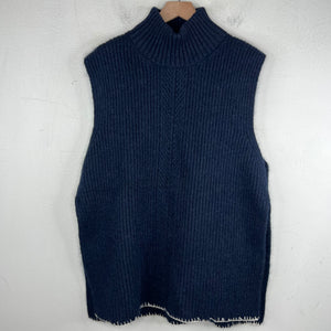 Margiela Navy Turtleneck Knit Sweater Vest