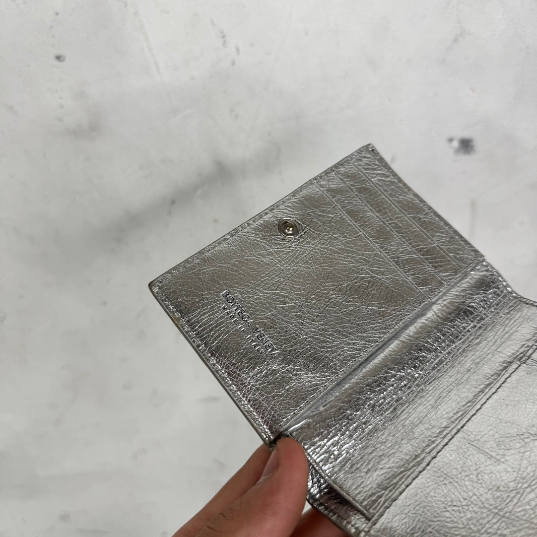 Bottega Metallic Intreciatto Bifold Wallet