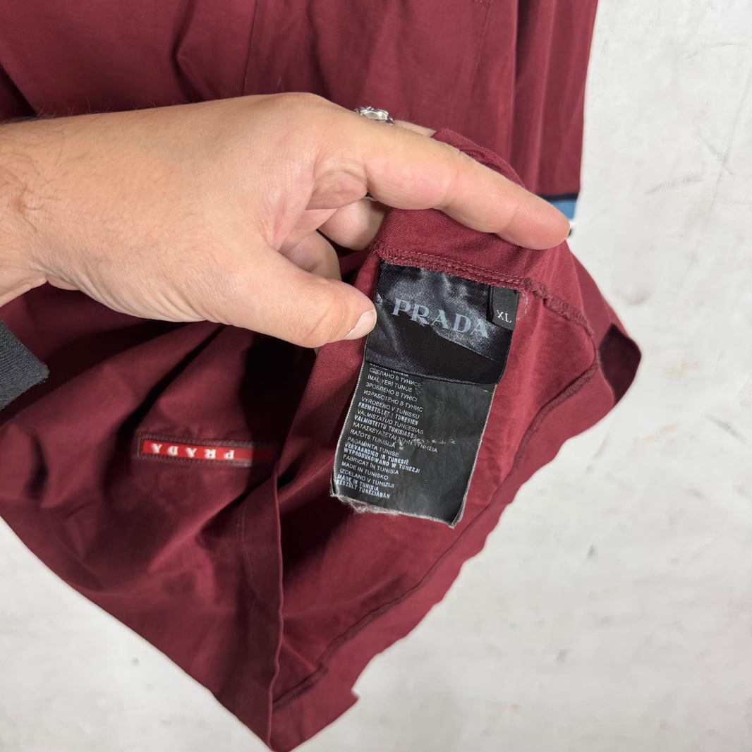 Prada Ribbed Maroon T-Shirt