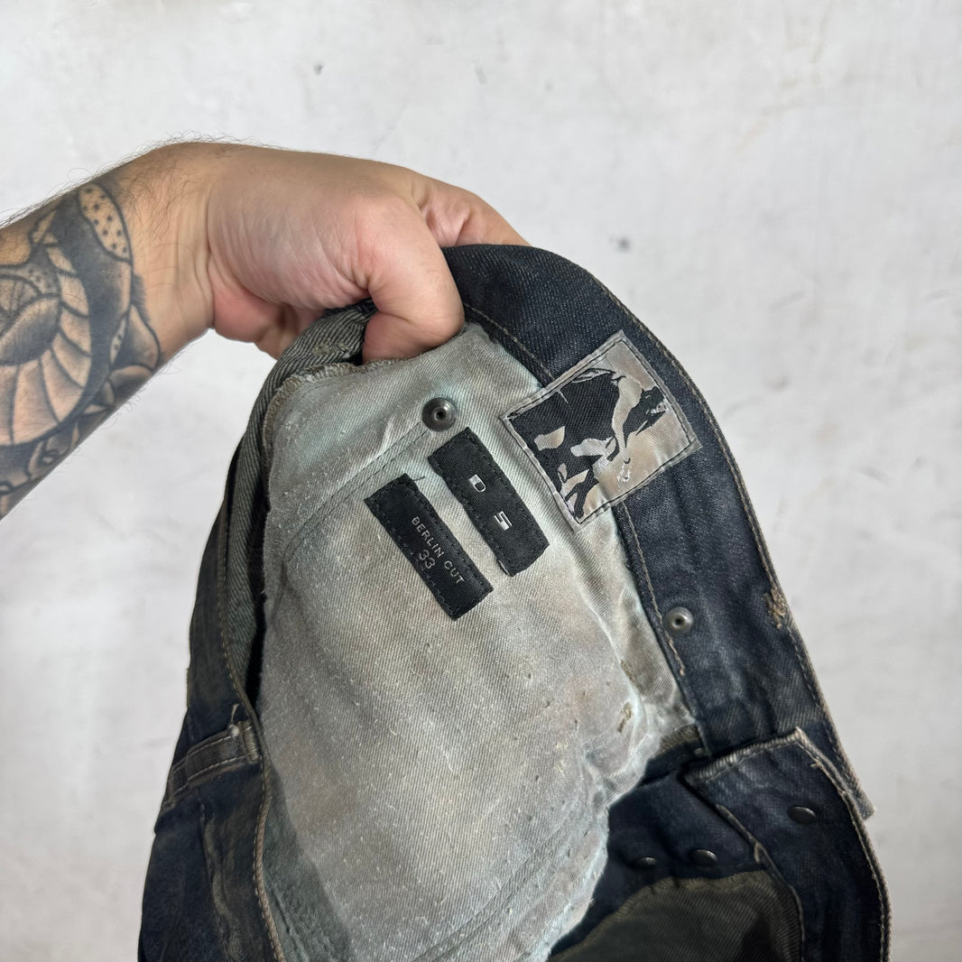 DRKSHDW Waxed Distressed Berlin Cut Jeans