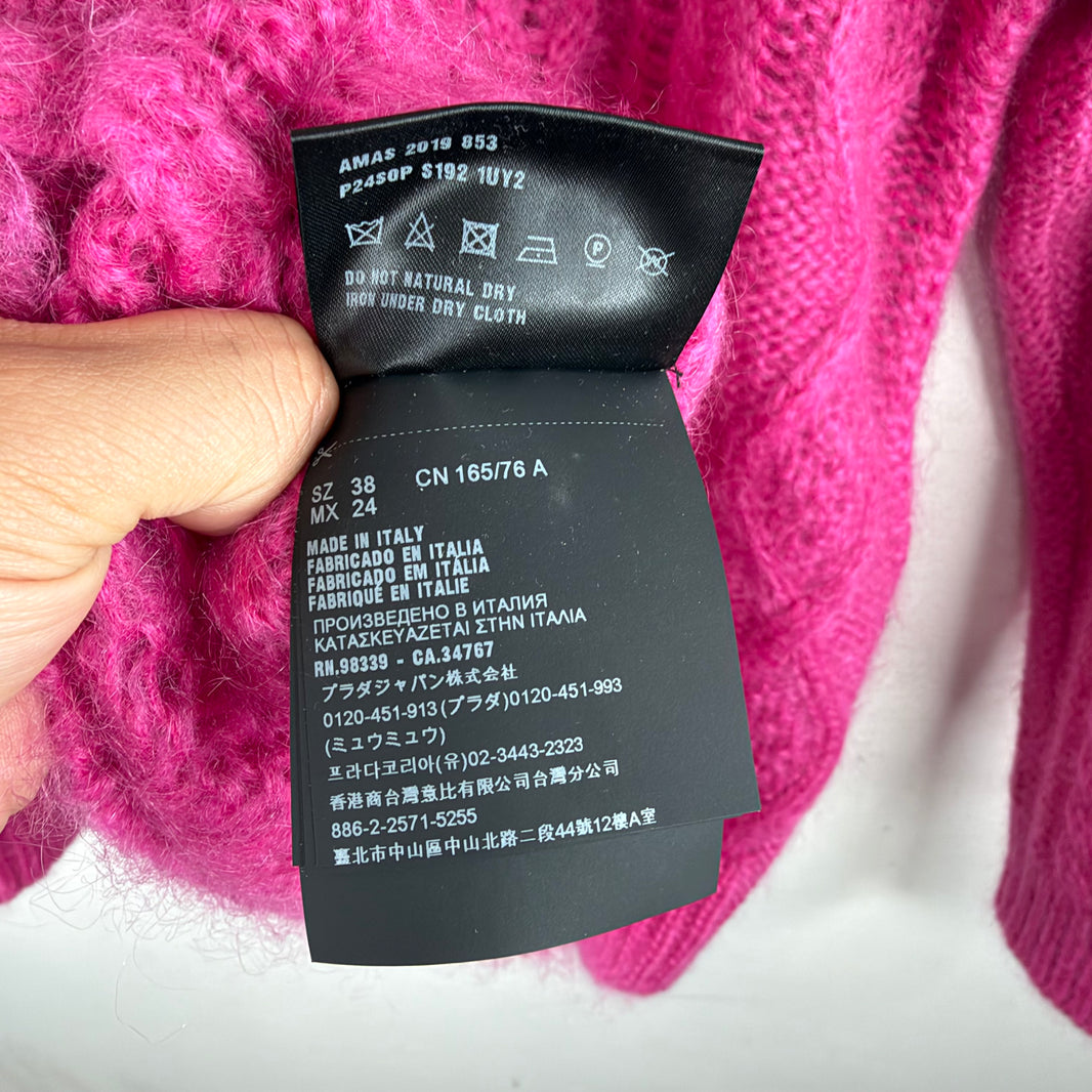 Prada Fur Shoulder Pink Knit Sweater