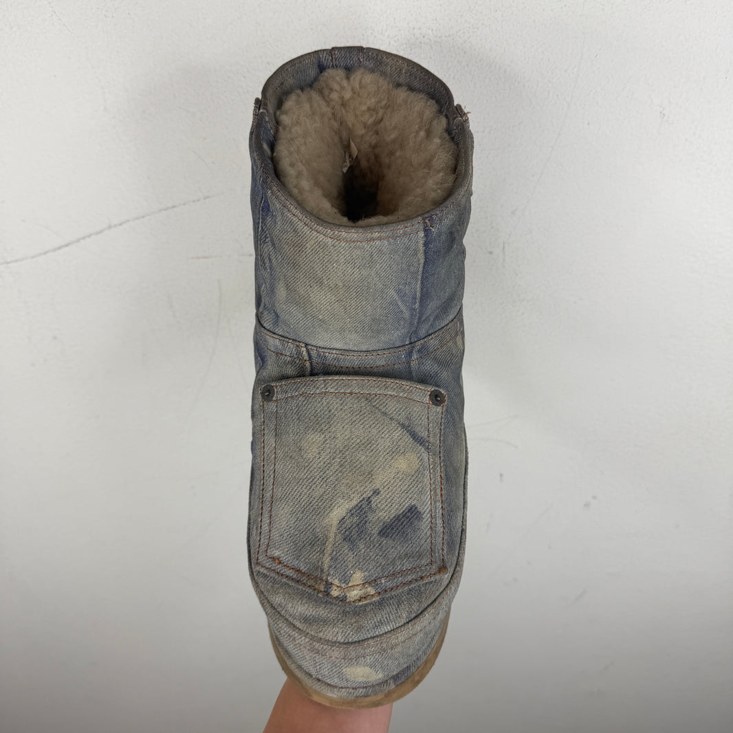 Acne Studios Batter Low Denim Print Boots