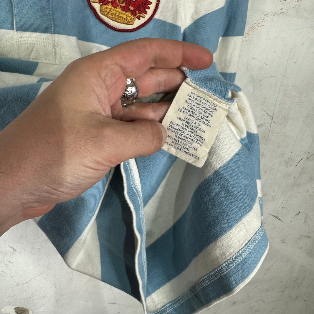 Ralph Lauren Rugby Striped Blue Crest L/S Polo