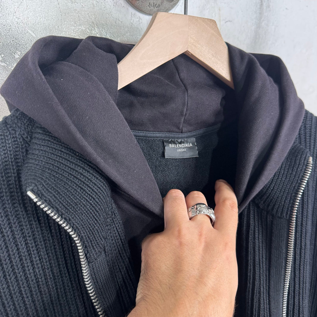Balenciaga Double Layered Knit Zip Hoodie