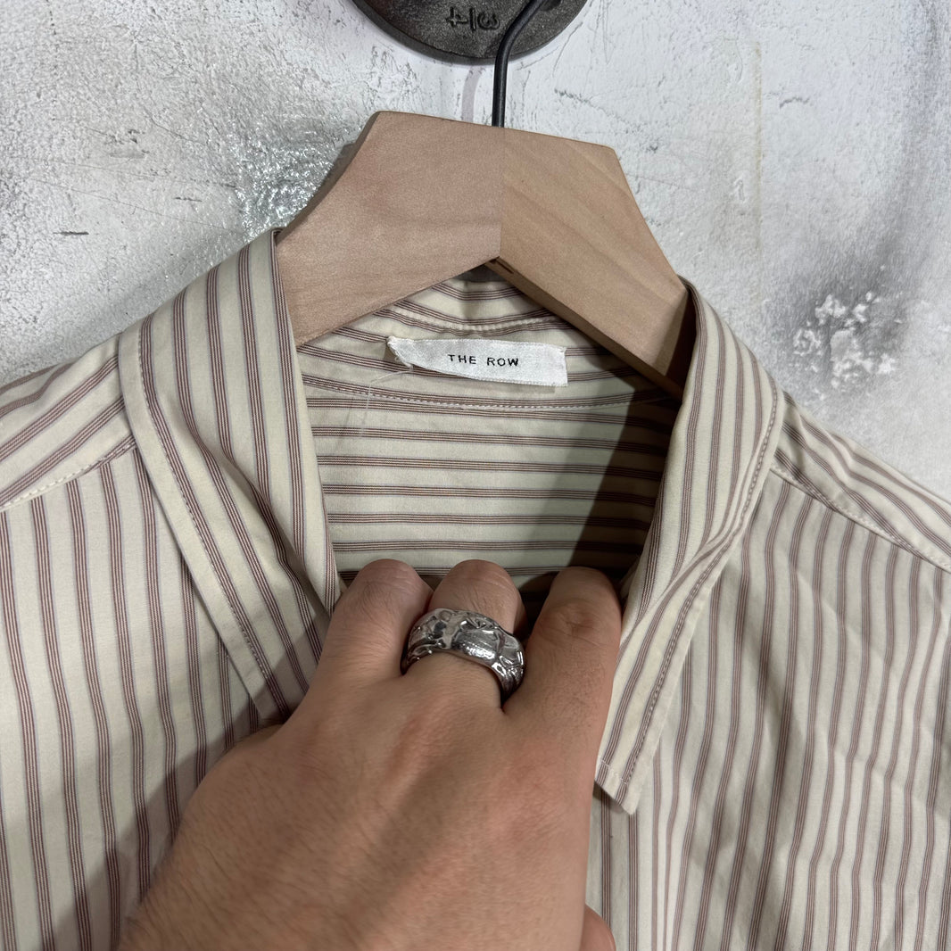 The Row Tan Striped Button Up