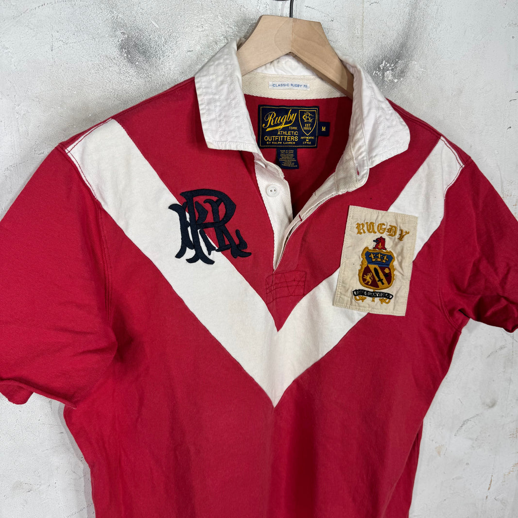Ralph Lauren Red Rugby White V Crest Patch Polo