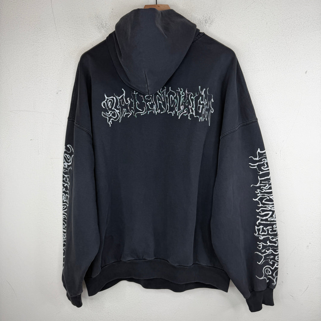 Balenciaga Drawn Metal Logo Hoodie