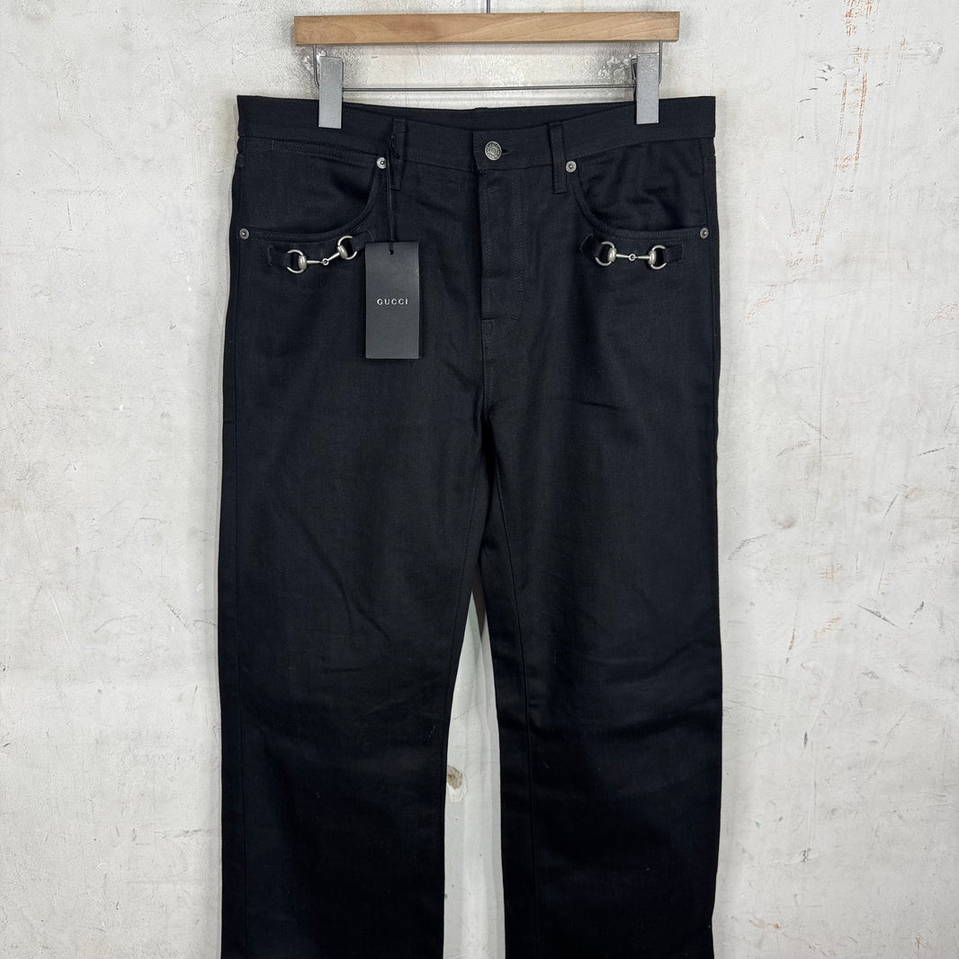 Gucci Black Raw Horsebit Jeans