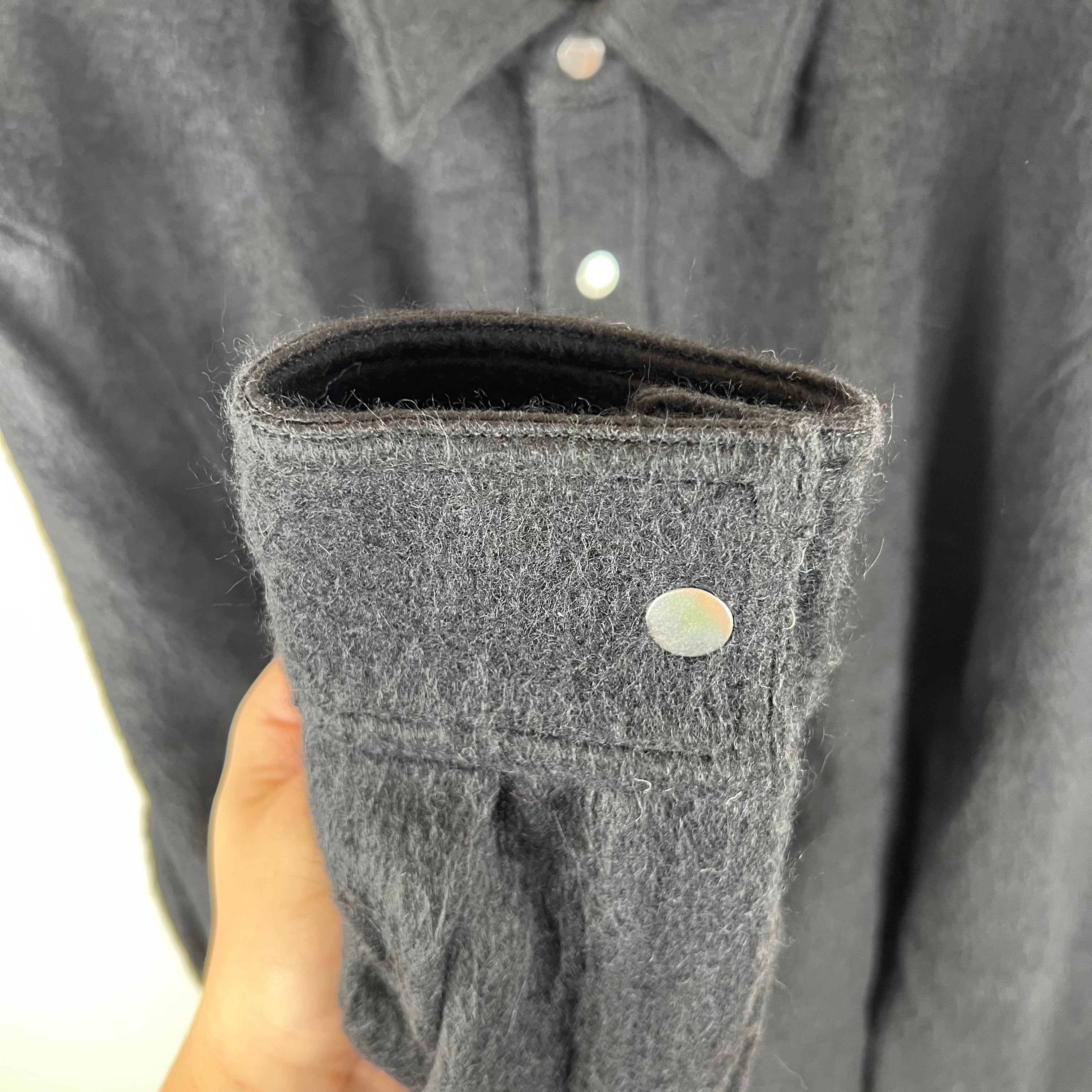 Jil Sander Black Alpaca/Wool Blend Snap Button Overshirt – www
