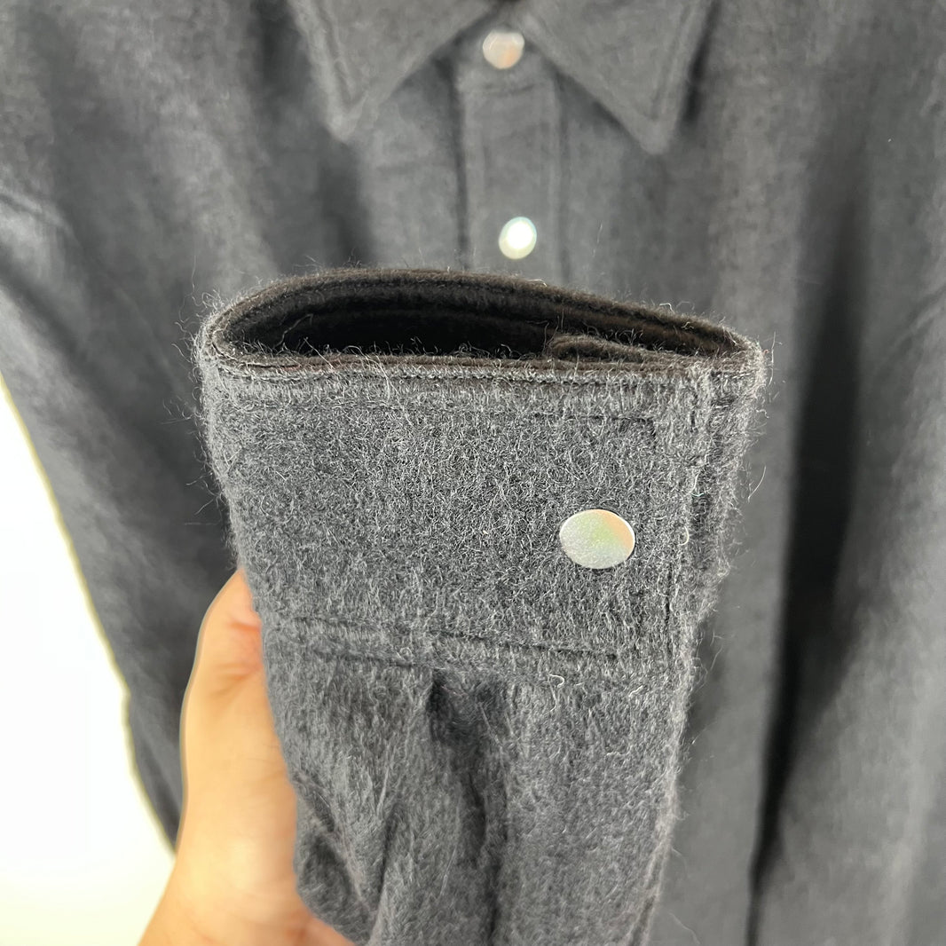 Jil Sander Black Alpaca/Wool Blend Snap Button Overshirt