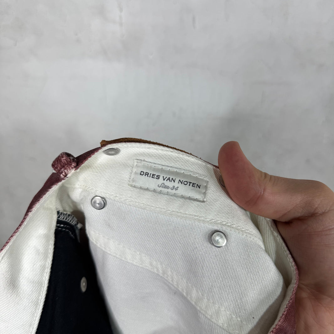 Dries Van Noten Waxed Burgundy Jeans
