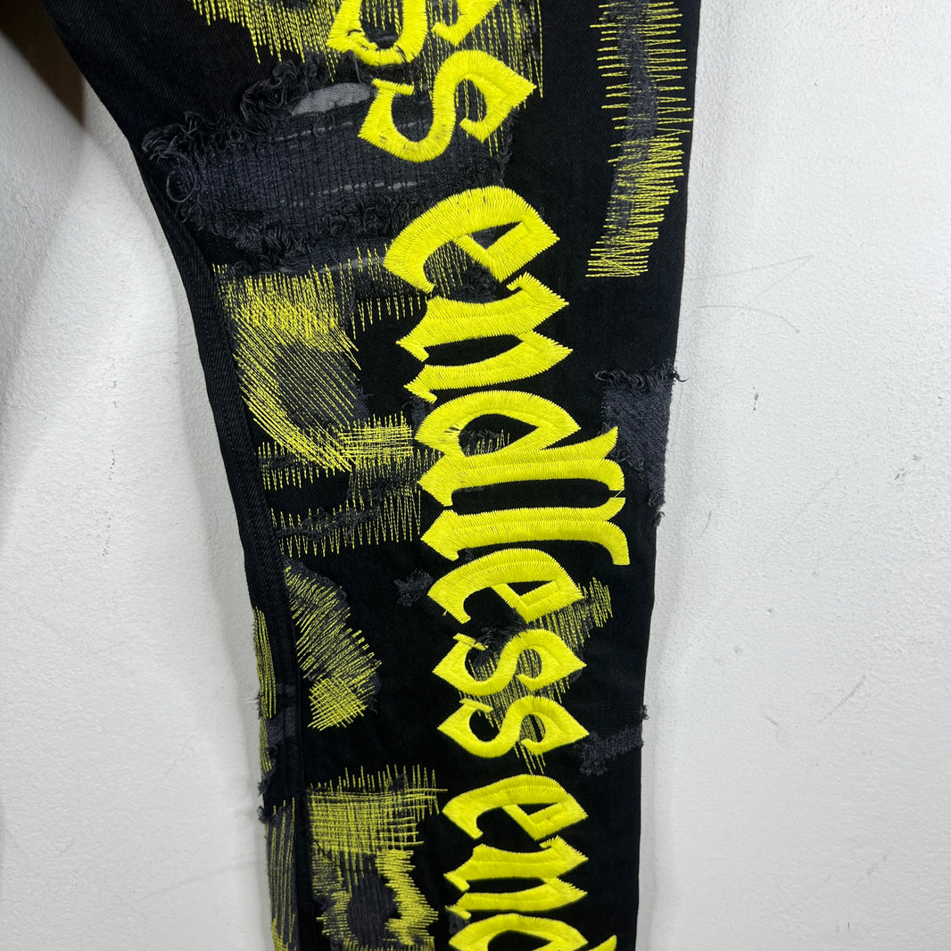 Endless Denim Yellow Logo Denim Jeans